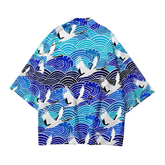 Sea Waves Flying Cranes Haori