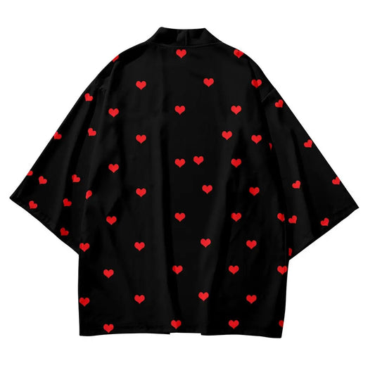 Red Hearts Black Haori