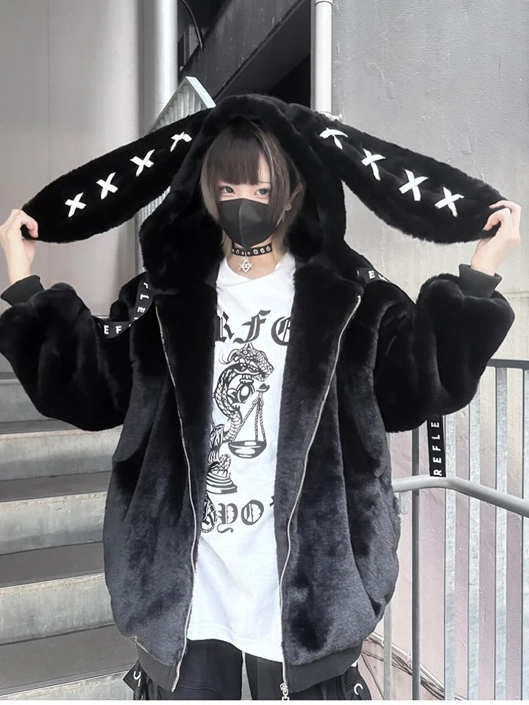 Black Bunny Ear Harajuku Jacket