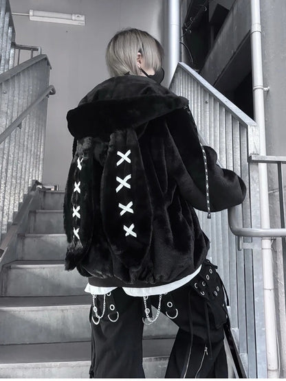 Black Bunny Ear Harajuku Jacket