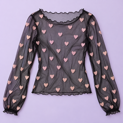 Heart Mesh Harajuku Layering Top