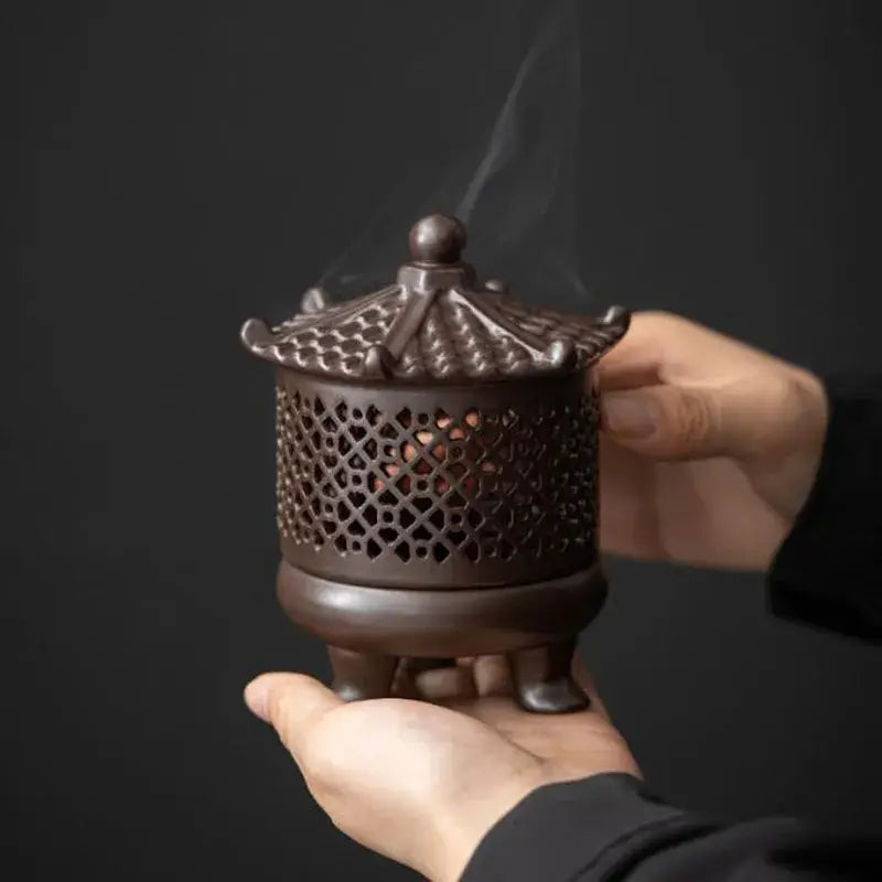 Brown Pagoda Cabin Incense Burner
