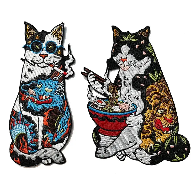 Conjunto de parches de gatos de tatuaje Irezumi