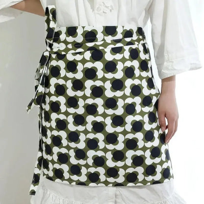 Green Floral Japanese Apron