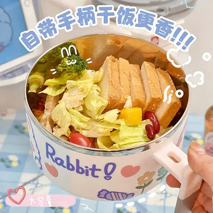 Bol à couvercle Ramen lapin Kawaii