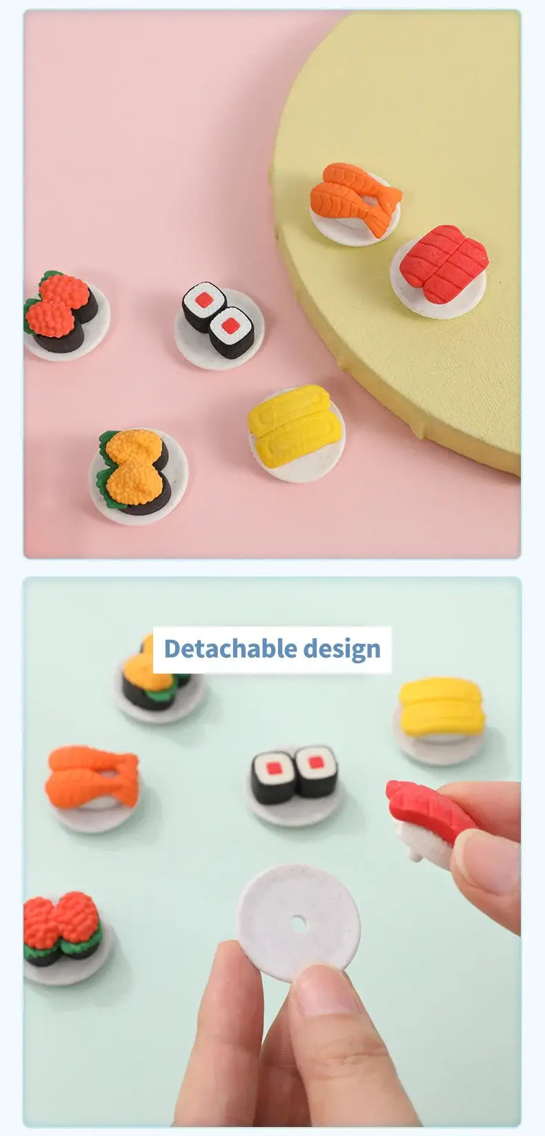 Cute Sushi Eraser Set