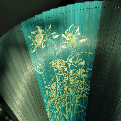 Emerald Blossom Hand Fan