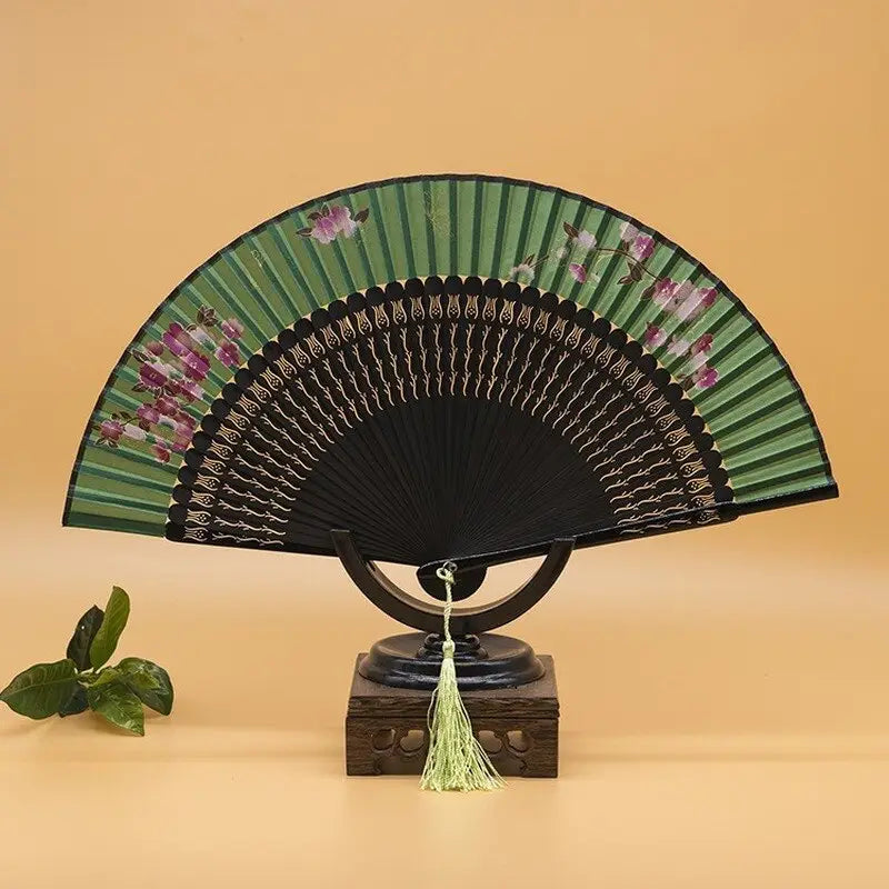 Green Blossom Hand Fan