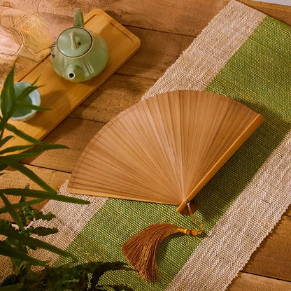 Beige Bamboo Hand Fan