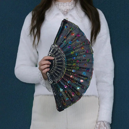 Peacock Gems Hand Fan