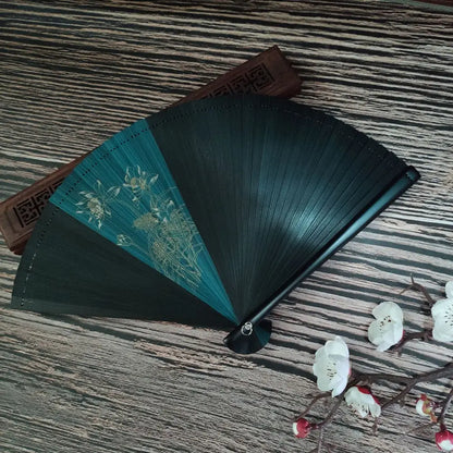 Emerald Blossom Hand Fan