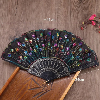 Peacock Gems Hand Fan