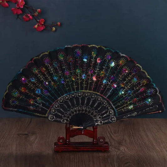 Peacock Gems Hand Fan