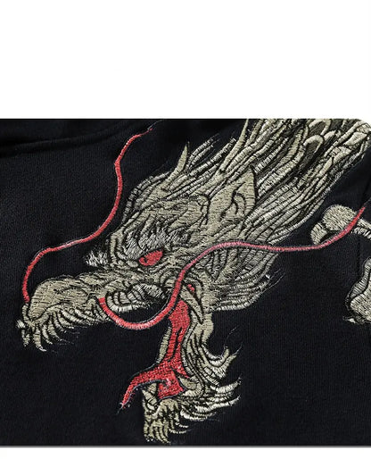Sudadera con capucha con manga de dragón japonés