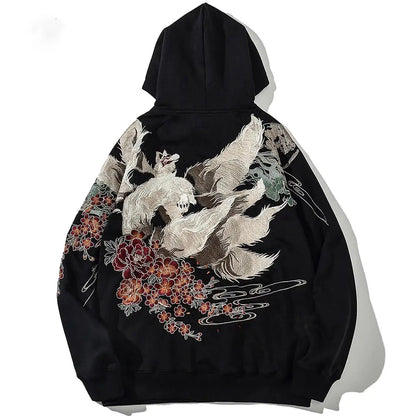Kitsune Fox Embroidery Hoodie