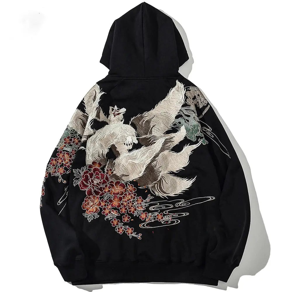 Sweat à capuche brodé Kitsune Fox