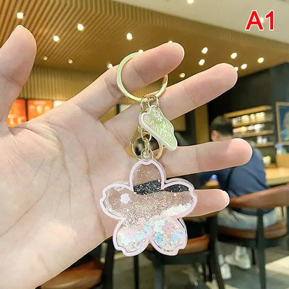 Quicksand Sakura Flower Keychain