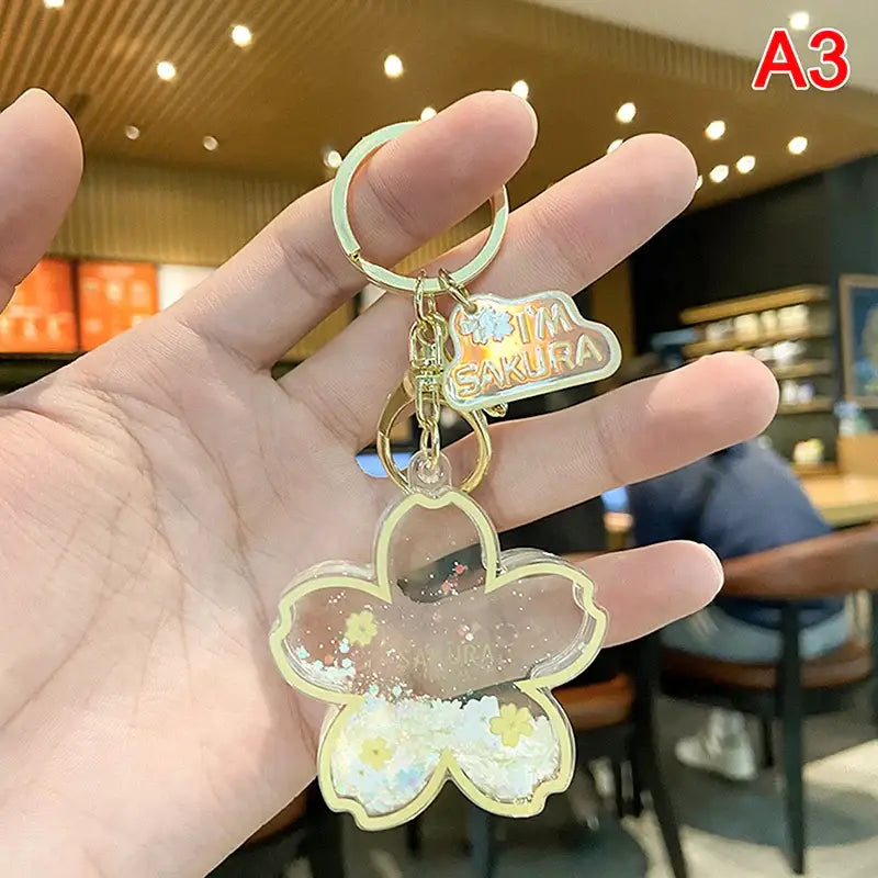 Quicksand Sakura Flower Keychain