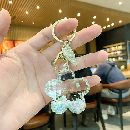 Quicksand Sakura Flower Keychain