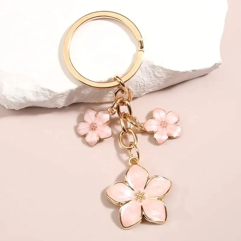 Porte-clés fleurs de Sakura roses