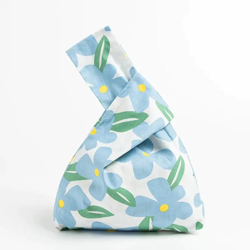 Blue Floral Knot Bag