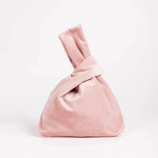 Pink Velvet Knot Bag