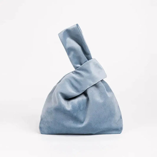 Blue Velvet Knot Bag