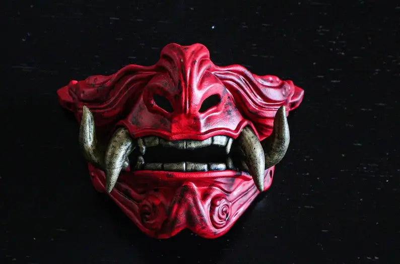 Red Oni Warrior Samurai Mask