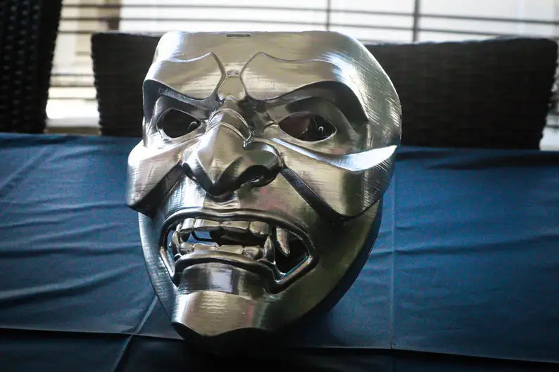 Silver Oni Full Face Samurai Mask