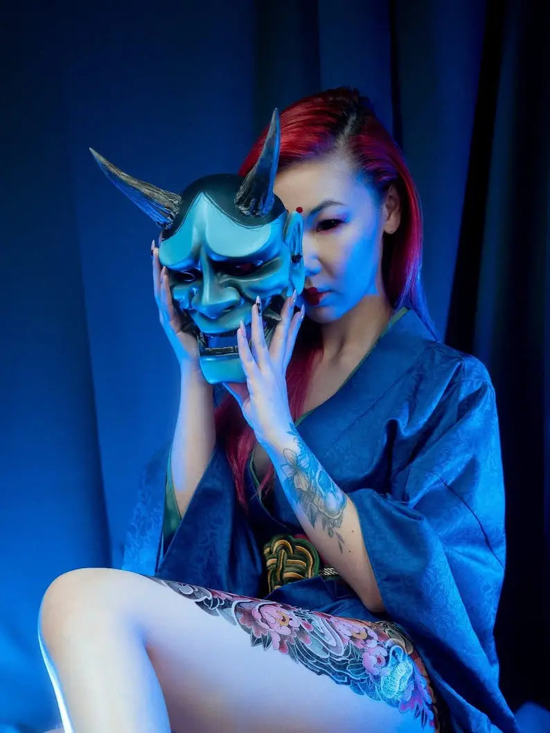 Blue Hannya Demon Mask