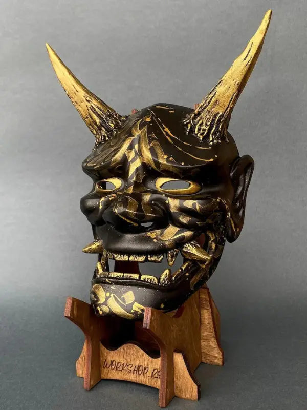 Golden Calligraphy Black Hannya Mask