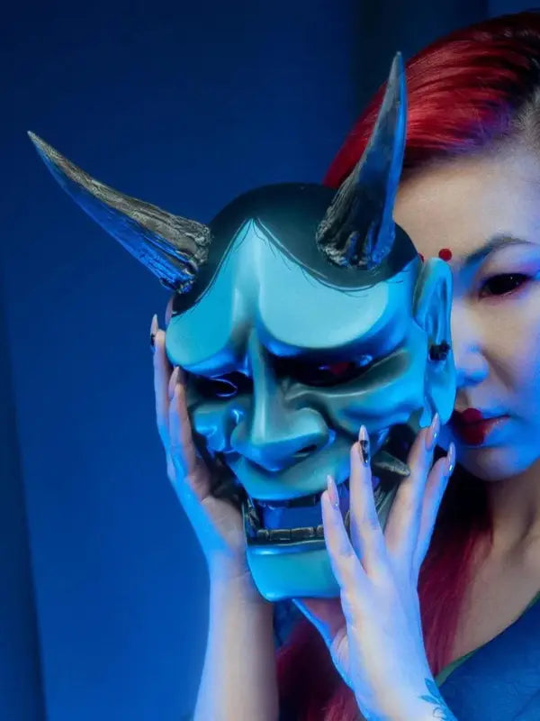Máscara de demonio Hannya azul