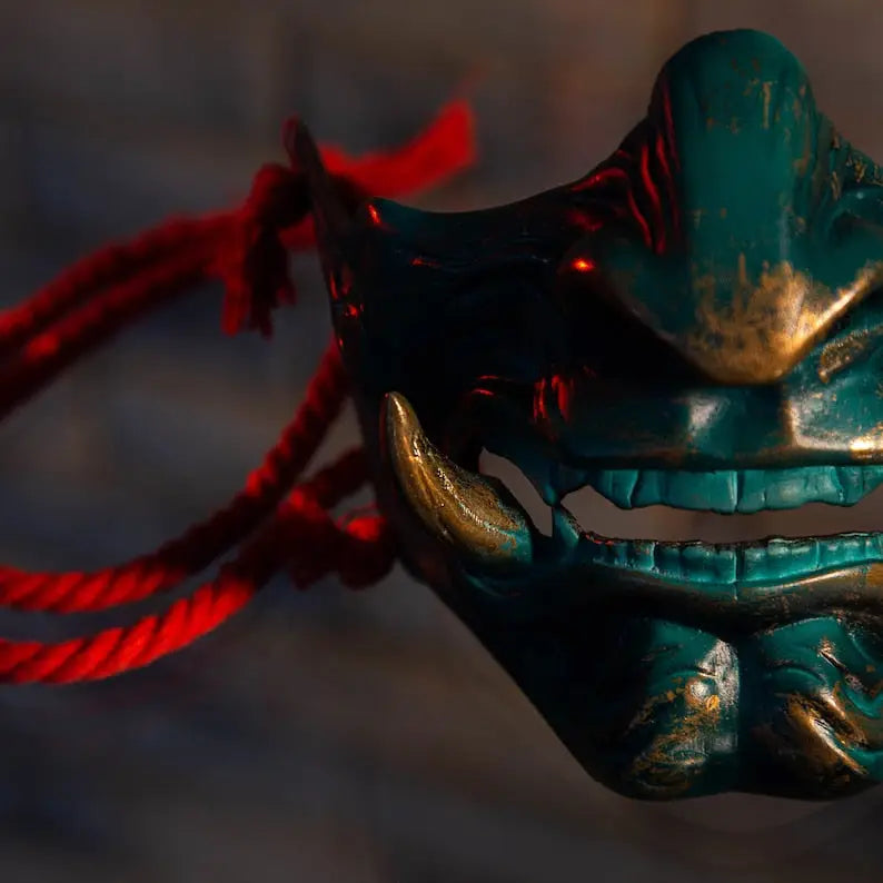 Dark Jade Oni Samurai Mask