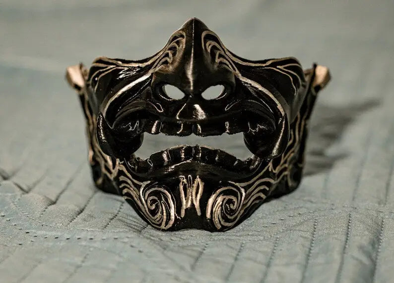 Golden Ornated Oni Samurai Half Mask