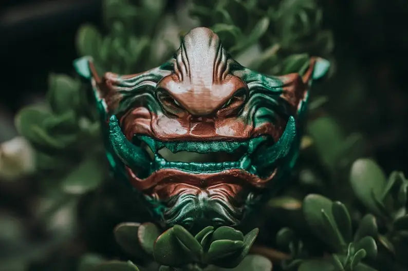 Green Tsushima Ghost Oni Samurai Mask