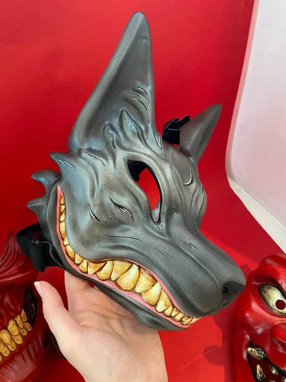 Black Kitsune Fox Full Face Mask