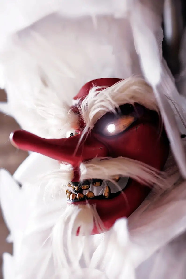 White Hair Red Tengu Mask