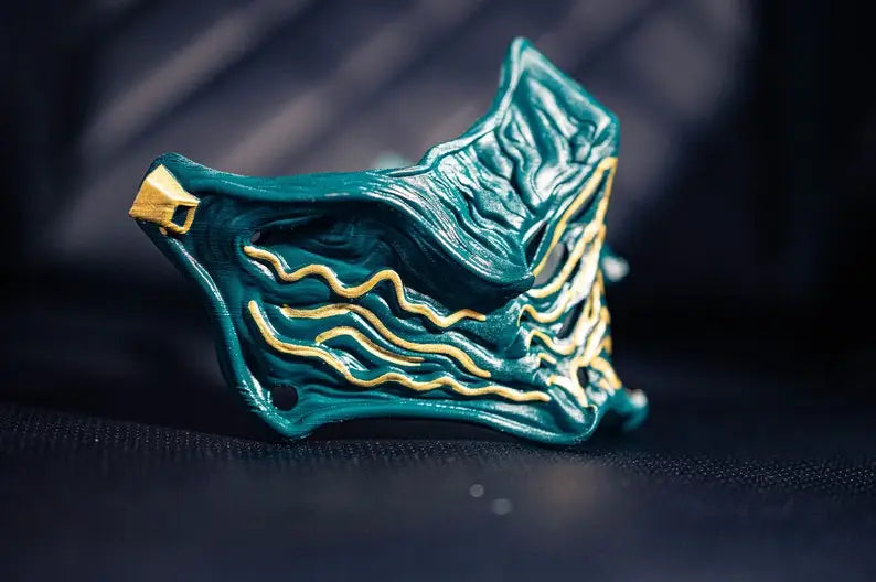 Gold & Blue Ninja Shinobi Mask