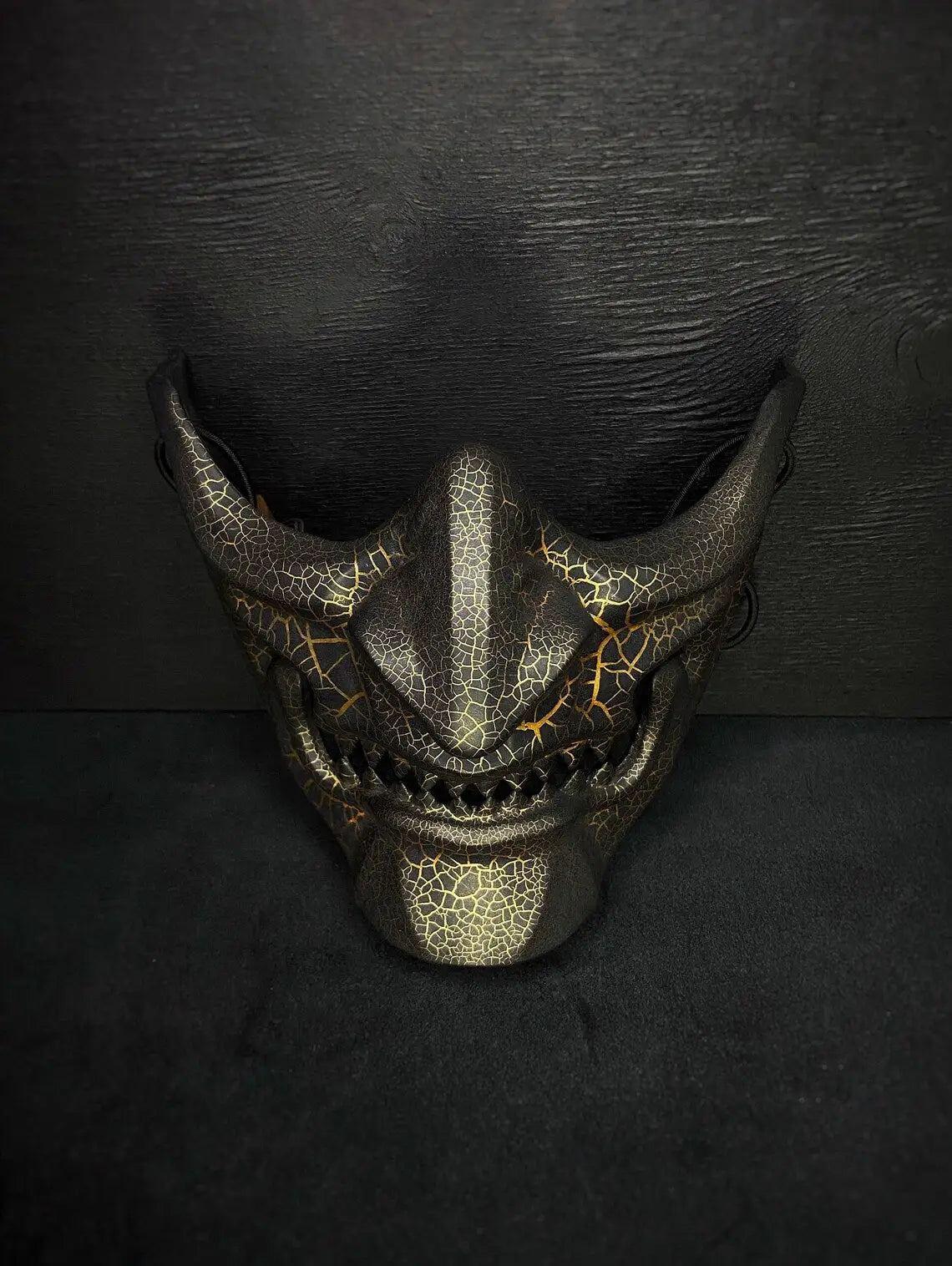 Gold and Black Oni Samurai Menpo Mask