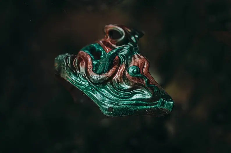 Green Tsushima Ghost Oni Samurai Mask