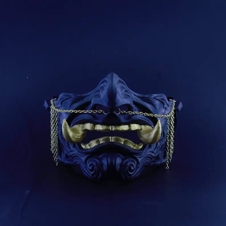 Black & Gold Chained Samurai Oni Mask