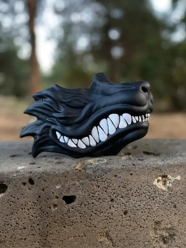 Black Kitsune Fox Fangs Half Mask