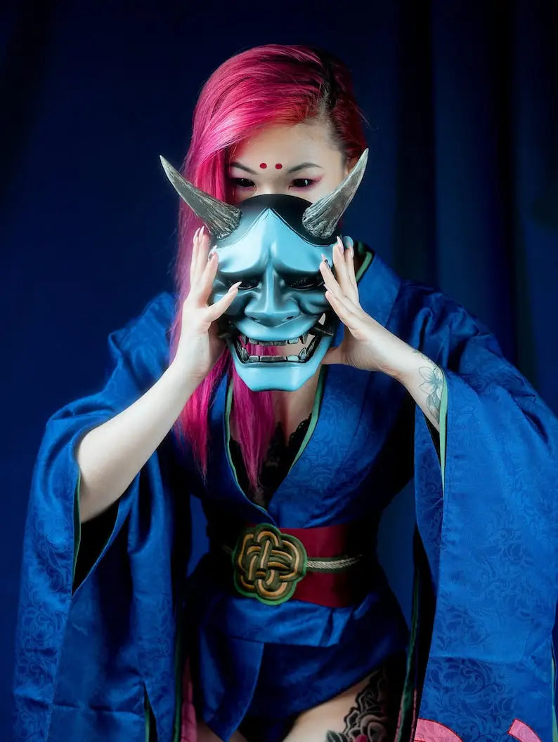 Blue Hannya Demon Mask