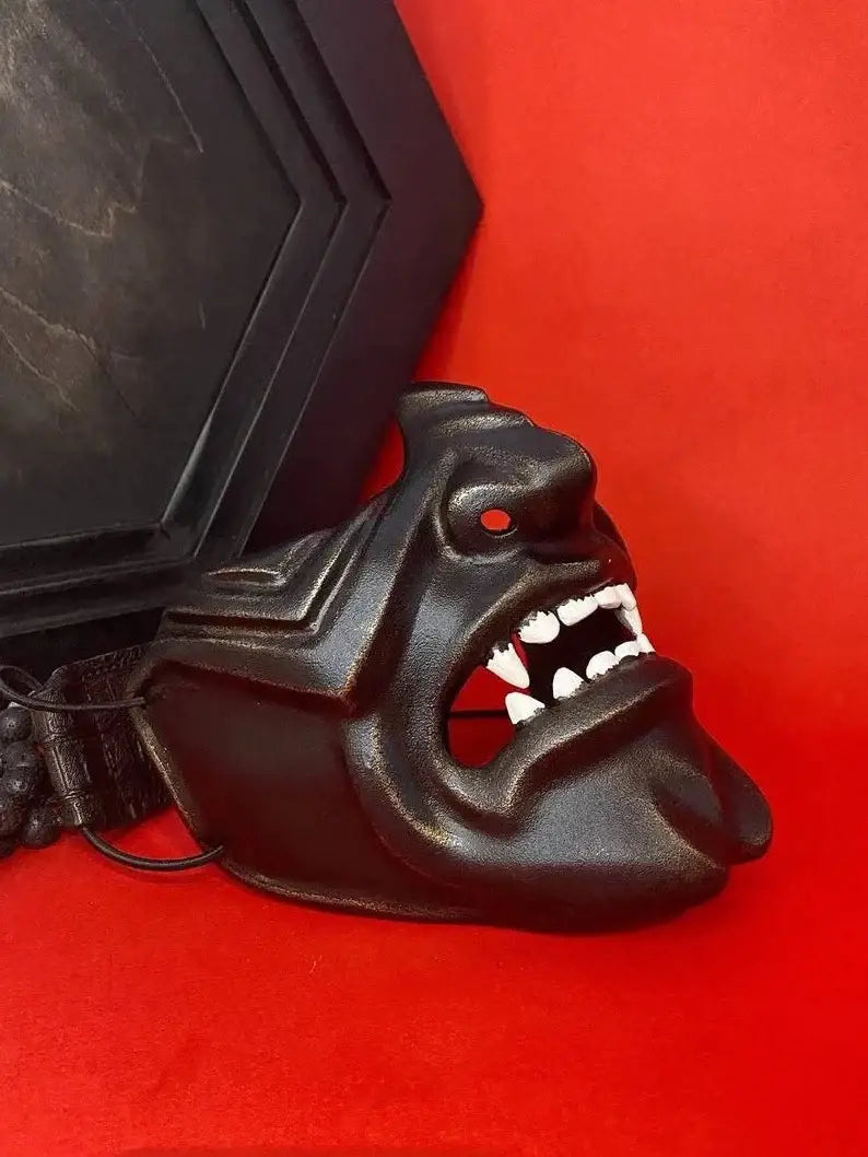 Black Oni Samurai Menpo Mask
