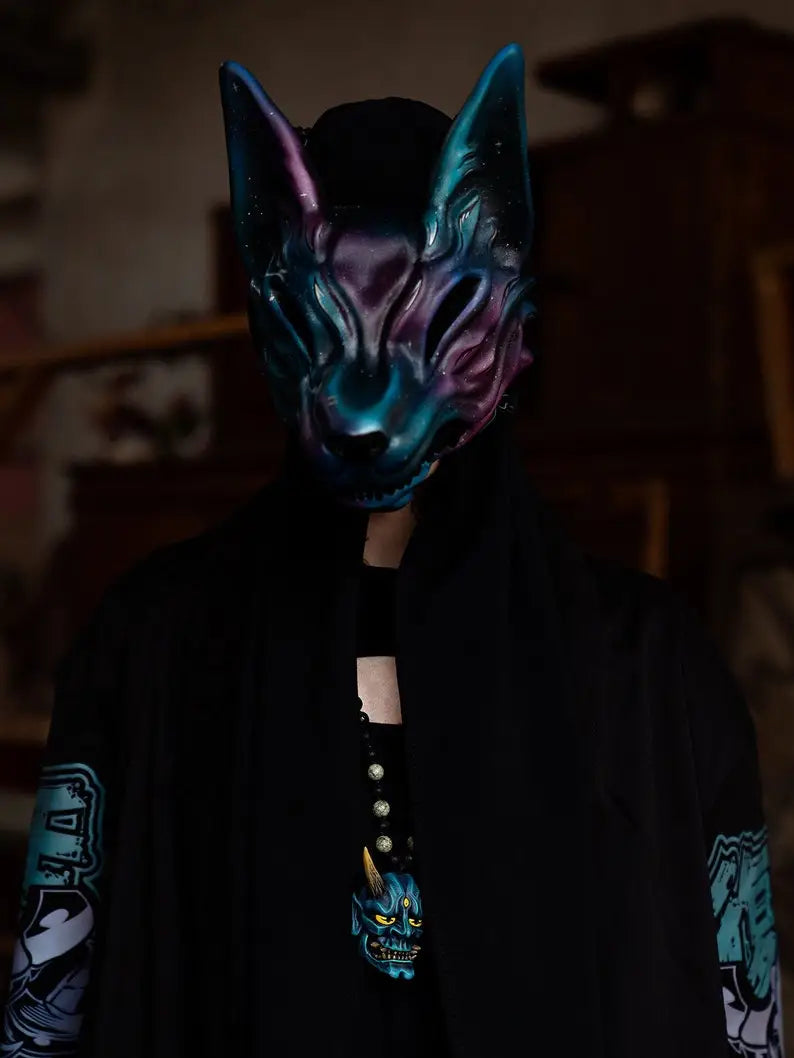 Gradient Kitsune Fox Full Face Mask