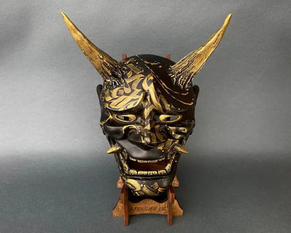 Golden Calligraphy Black Hannya Mask