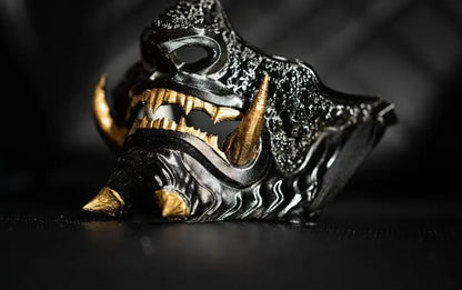 Black & Gold Oni Samurai Half Mask