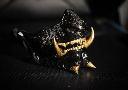 Black & Gold Oni Samurai Half Mask