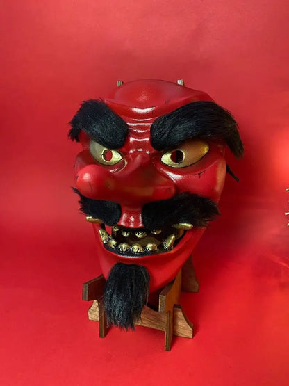 Black Hair Red Tengu Mask