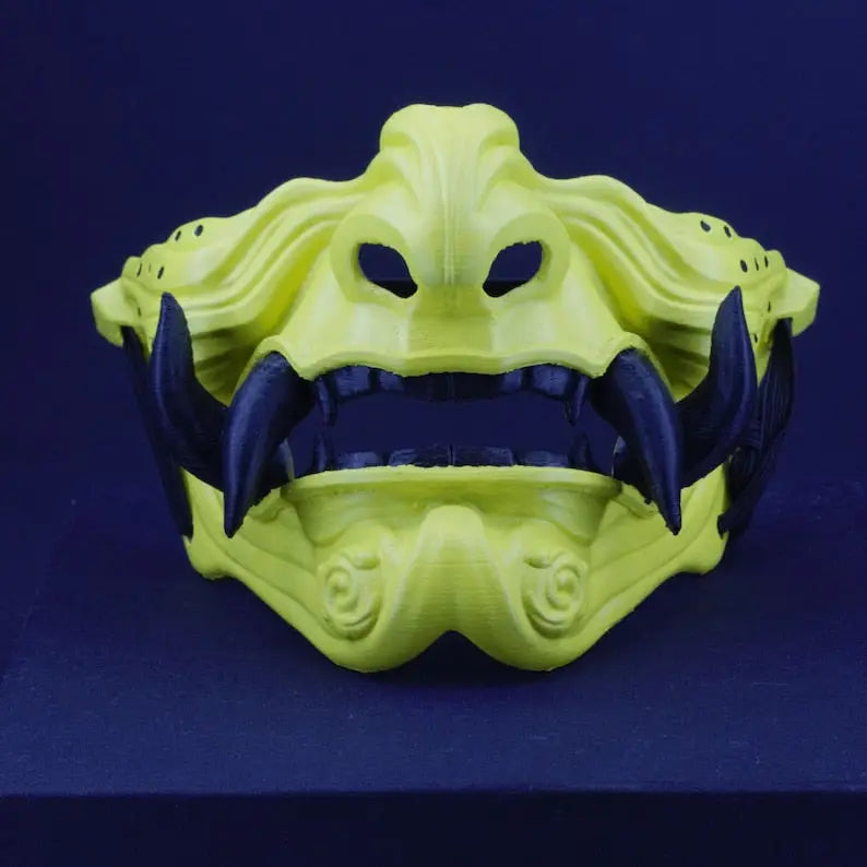 Neon Yellow Samurai Oni Mask